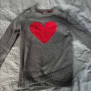 Tahari Gray Sweater with Red Heart
